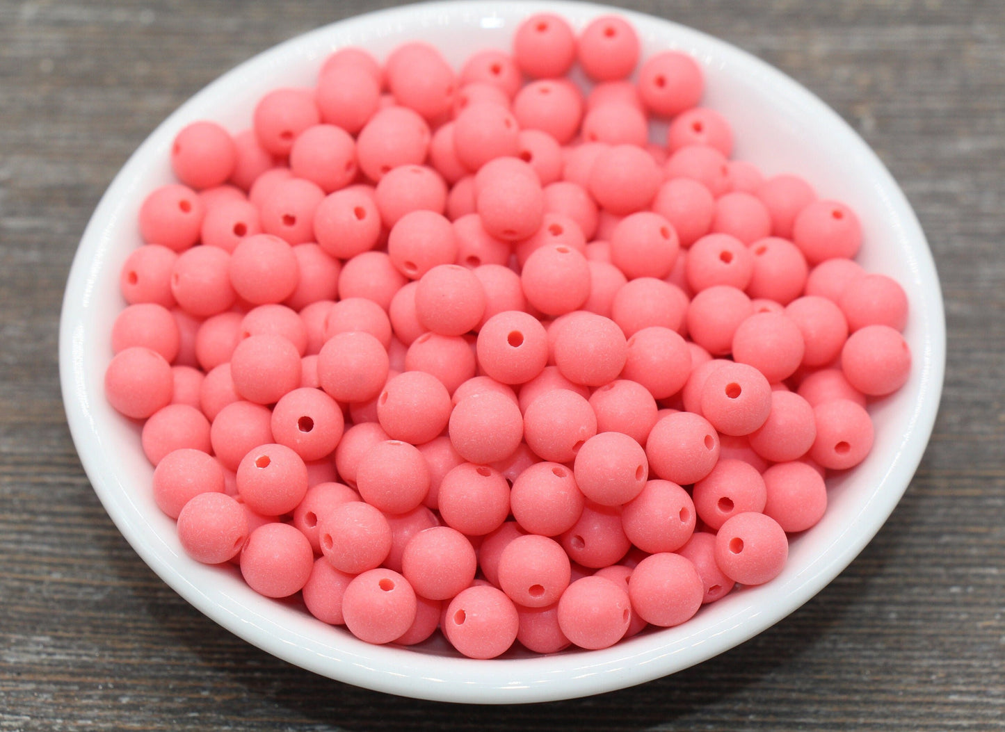 8mm Matte Watermelon Pink Round Beads, Acrylic Gumball Bead, Frosted Pink Round Spacer Beads, Bubblegum Beads, Plastic Round Bead #2598