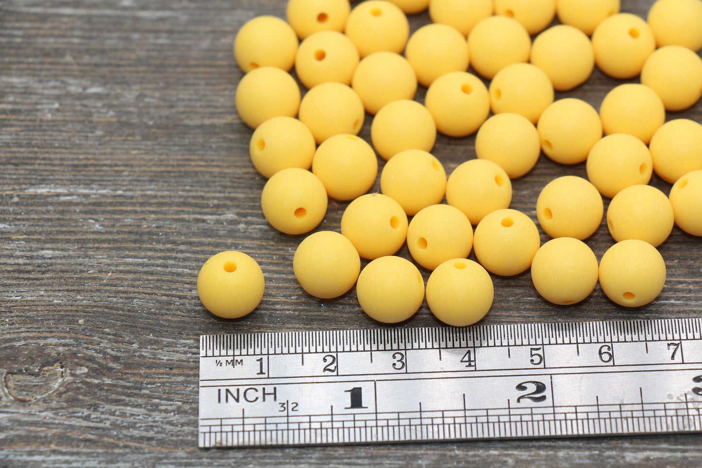 10mm Matte Yellow Round Beads, Frosted Yellow Acrylic Round Gumball Beads, Bubblegum Beads, Chunky Beads, Plastic Round Bead, #2604