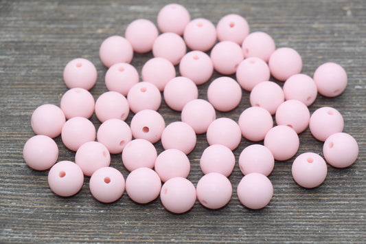 10mm Matte Light Pink Round Beads, Frosted Pink Acrylic Round Gumball Beads, Bubblegum Beads, Chunky Beads, Plastic Round Bead, #2607