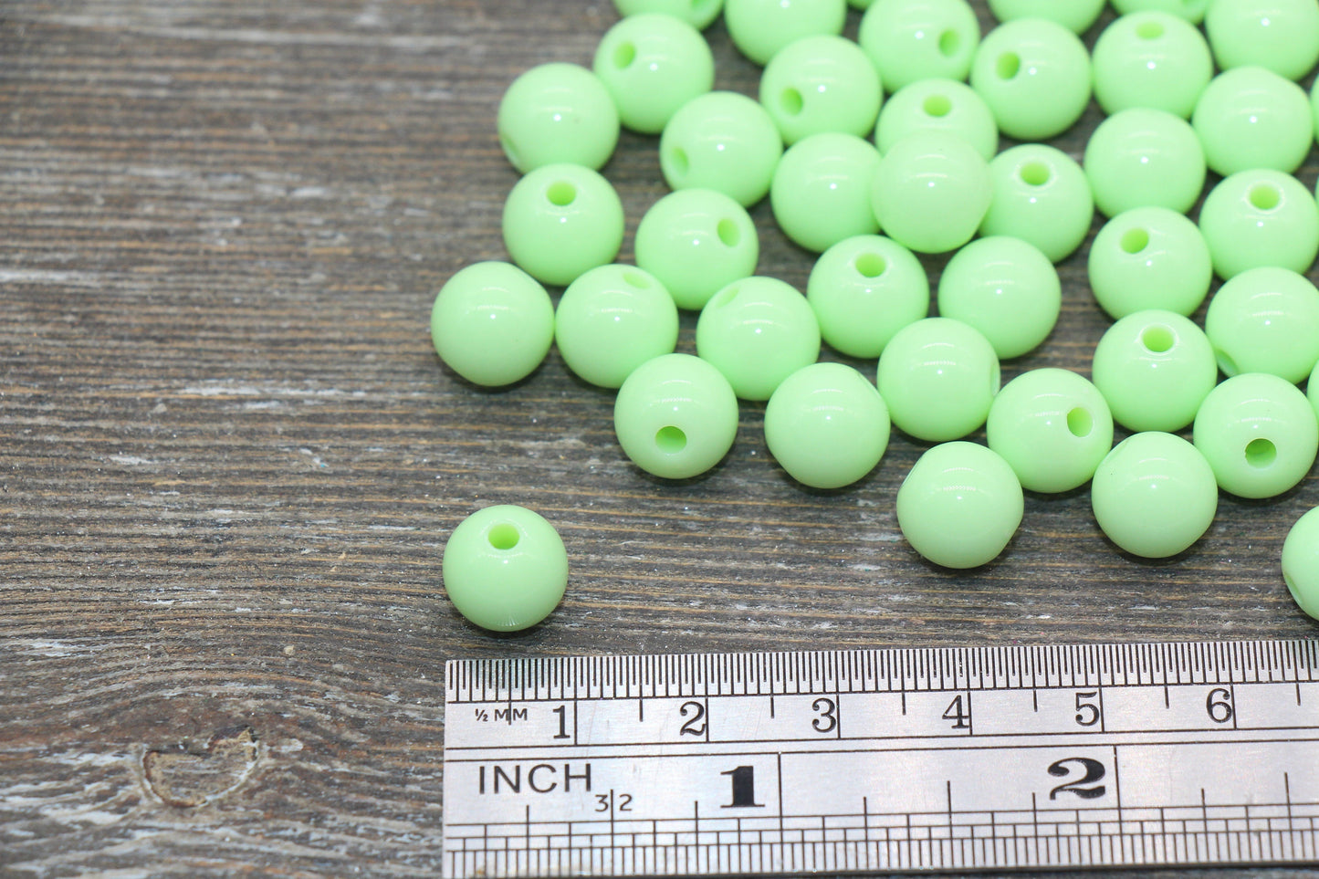 10mm Mint Green Gumball Beads, Round Acrylic Loose Beads, Green Bubblegum Beads, Chunky Beads, Round Plastic Beads, Jewelry Beads#2610