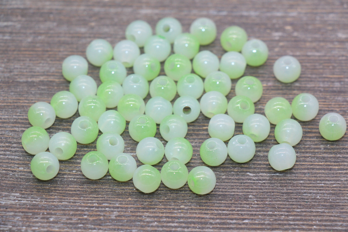 8mm Green Ombre Round Beads, Acrylic Gumball Bead, Green Round Beads, Bubblegum Beads, Plastic Round Bead, Jewelry Beads #2620