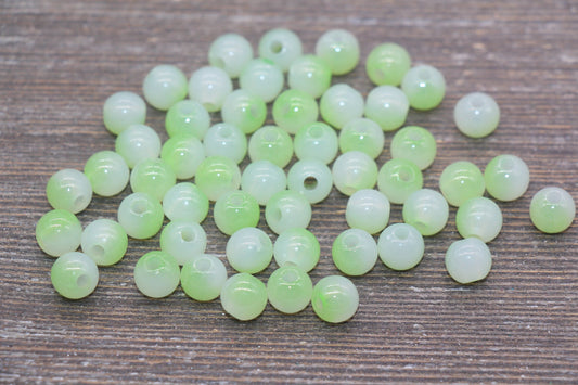 8mm Green Ombre Round Beads, Acrylic Gumball Bead, Green Round Beads, Bubblegum Beads, Plastic Round Bead, Jewelry Beads #2620