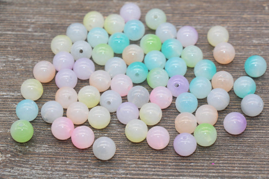 10mm Mix Ombre Round Beads, Acrylic Gumball Bead, Multicolor Round Beads, Bubblegum Beads, Plastic Round Bead, Jewelry Beads #2621