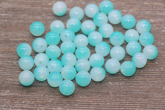 10mm Ocean Blue Ombre Round Beads, Acrylic Gumball Bead, Blue Round Beads, Bubblegum Beads, Plastic Round Bead, Jewelry Beads #2629