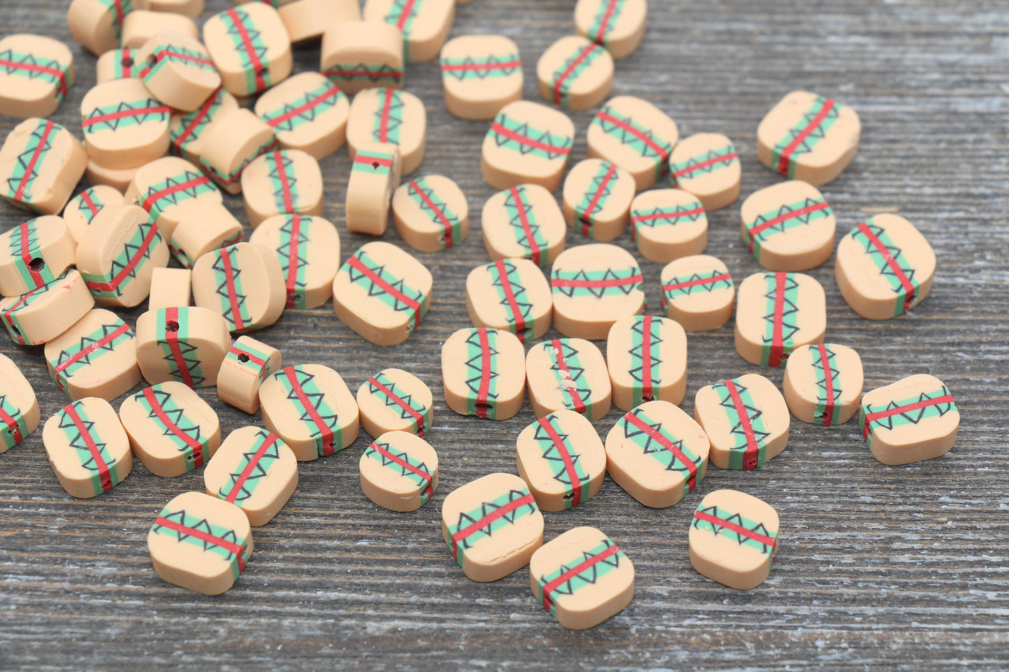 Hamburger Polymer Clay Beads, Kawaii Hamburger Beads, Fimo Cane Beads, Jewelry Beads, Beads for Bracelet #176
