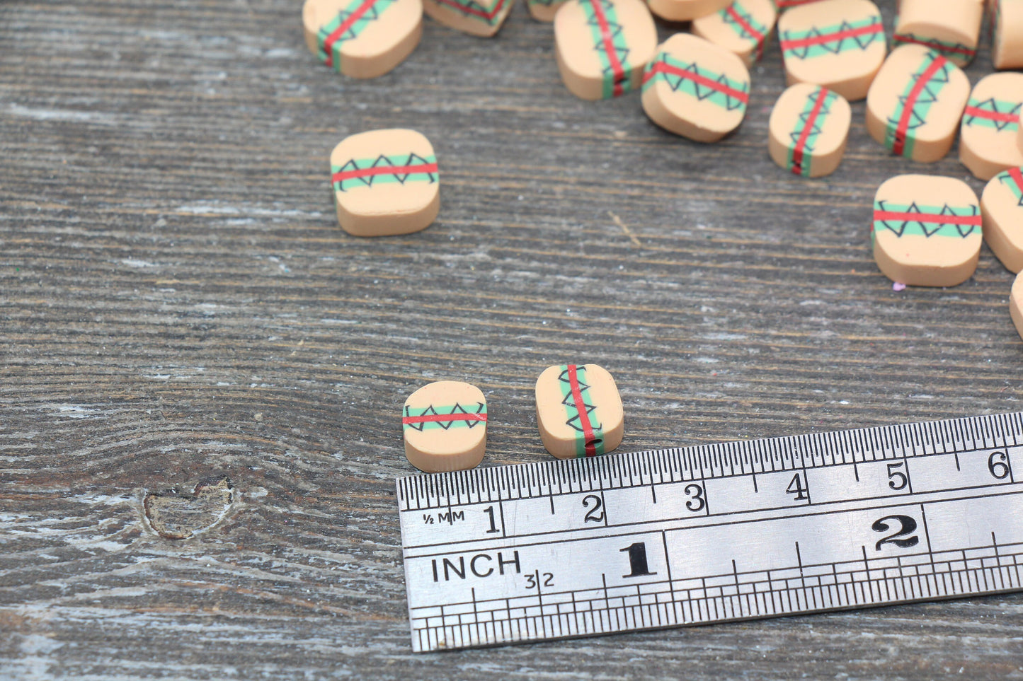 Hamburger Polymer Clay Beads, Kawaii Hamburger Beads, Fimo Cane Beads, Jewelry Beads, Beads for Bracelet #176