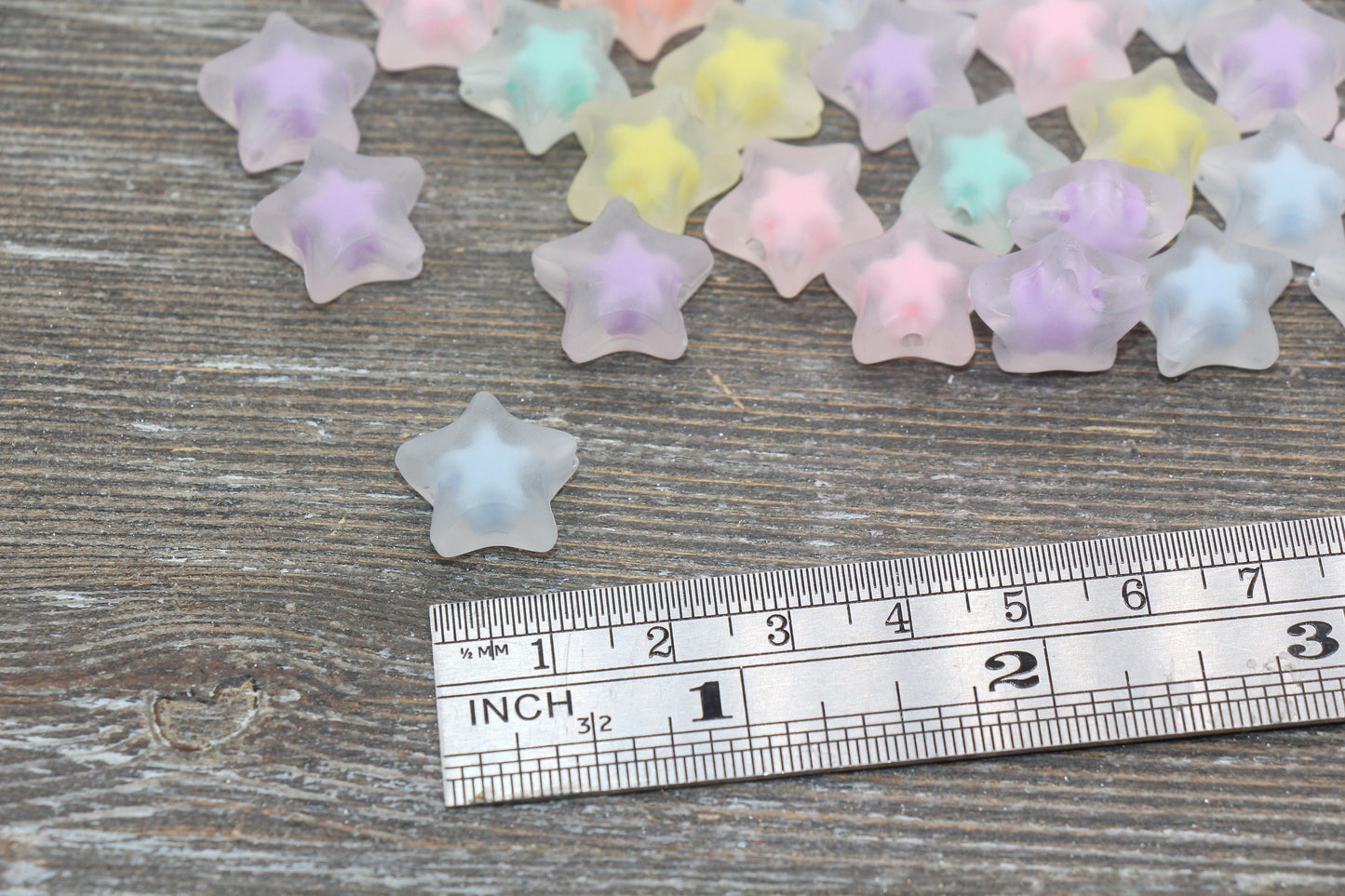 Frosted Star Beads, Matte Star Beads, Multicolor Star Beads, Chunky Star Beads, Bracelet Beads, #2632