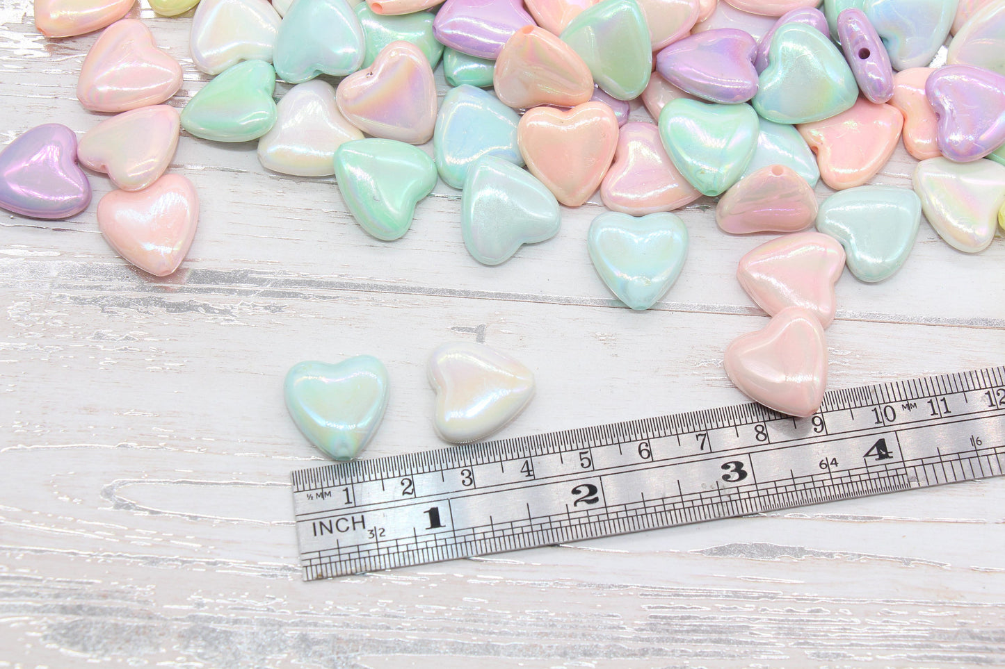 Iridescent Heart Beads, AB Mix Color Heart Beads, Heart Chunky Acrylic Beads, Large Heart Shape Beads, Bracelet Making Jewelry Finding #2639