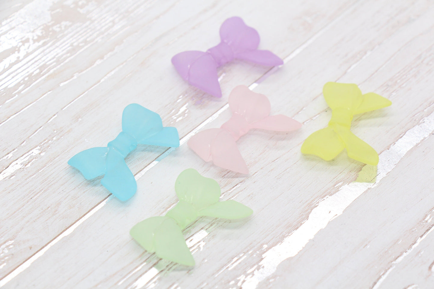 Frosted Bow Beads, Matte Mix Bow Beads, Large Bow Beads, Vertical Hole Bow Beads, Jewelry Beads #2640