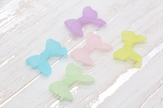 Frosted Bow Beads, Matte Mix Bow Beads, Large Bow Beads, Vertical Hole Bow Beads, Jewelry Beads #2640