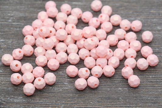 8mm Pink Shimmer Faceted Gumball Beads, Faceted Acrylic Loose Beads, Bubblegum Beads, Chunky Beads, Pink Gumball Beads #2542