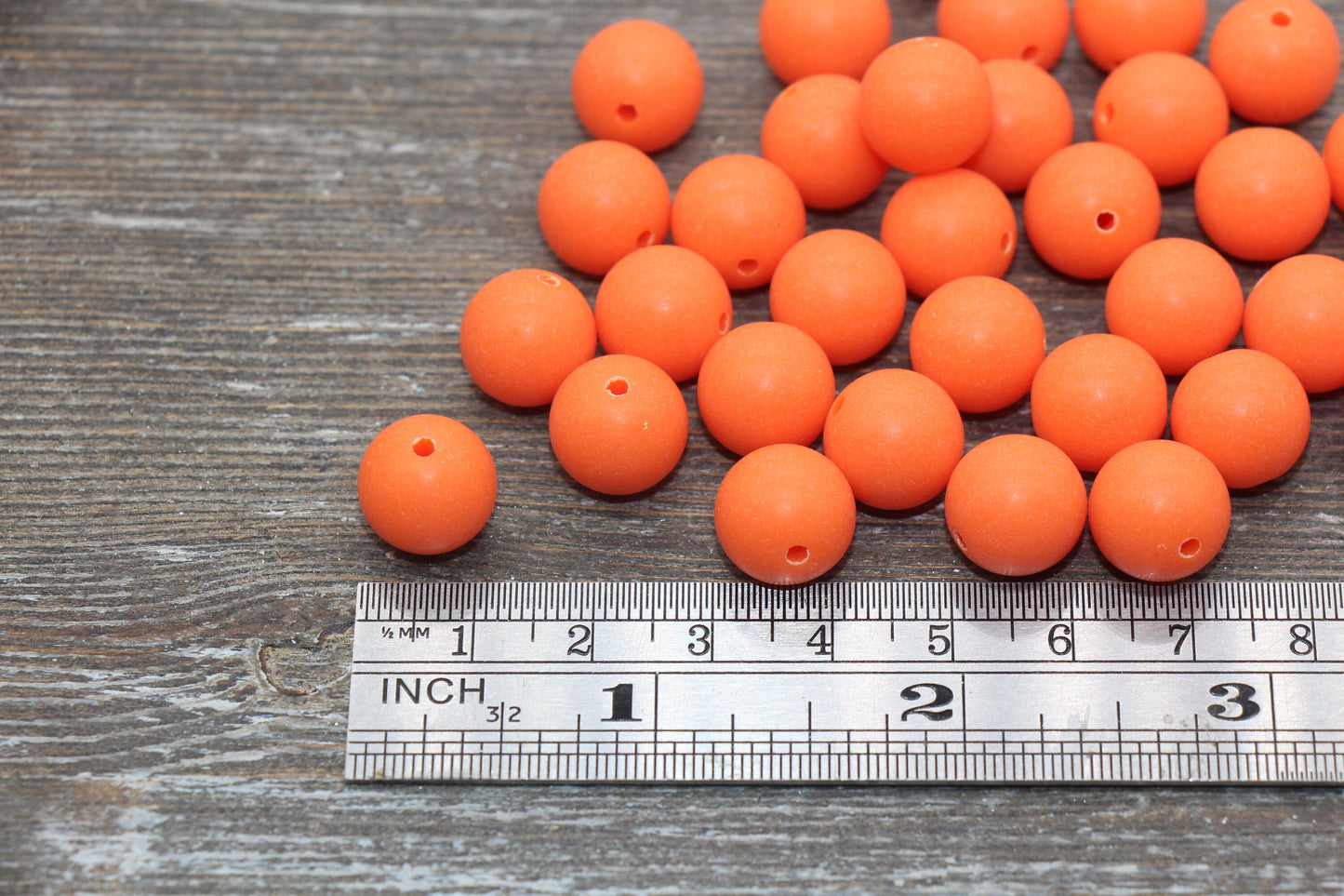 12mm Matte Orange Round Beads, Frosted Acrylic Round Gumball Beads, Bubblegum Beads, Chunky Beads, Plastic Round Bead #2552