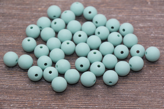 10mm Matte Dusty Green Gumball Beads, Round Acrylic Loose Beads, Frosted Dusty Green Bubblegum Beads, Chunky Beads, Round Beads #2563