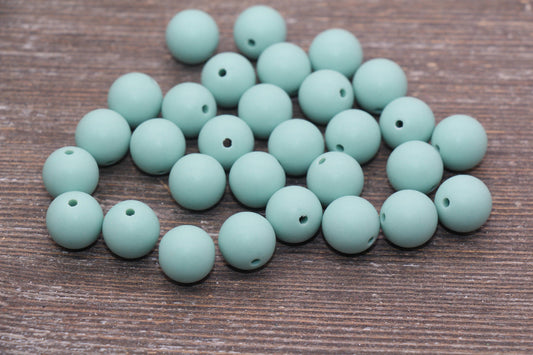 12mm Matte Dusty Green Round Beads, Frosted Acrylic Round Gumball Beads, Bubblegum Beads, Chunky Beads, Plastic Round Bead #2564