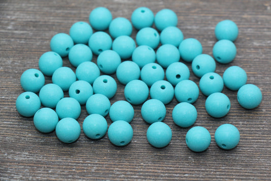 10mm Matte Turquoise Gumball Beads, Round Acrylic Loose Beads, Frosted Turquoise Bubblegum Beads, Chunky Beads, Round Beads #2566