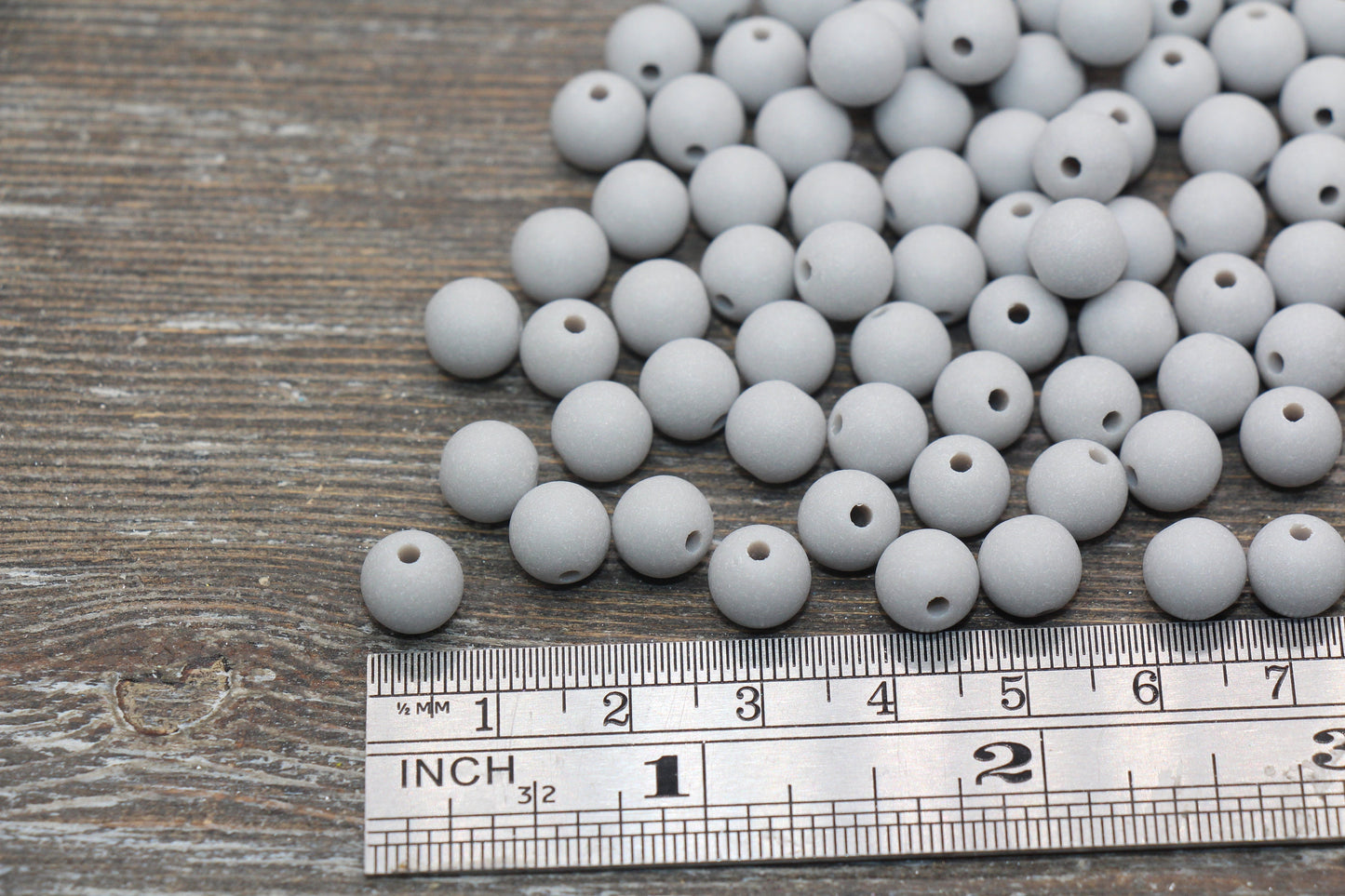 8mm Matte Gray Round Beads, Acrylic Gumball Bead, Frosted Gray Round Spacer Beads, Bubblegum Beads, Plastic Round Bead #2568