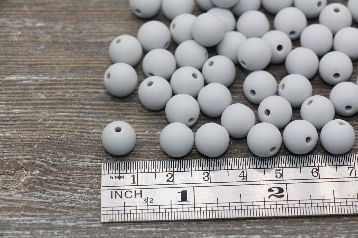 10mm Matte Gray Gumball Beads, Round Acrylic Loose Beads, Frosted Gray Bubblegum Beads, Chunky Beads, Round Beads #2569