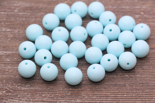 12mm Matte Pool Blue Round Beads, Frosted Blue Acrylic Round Gumball Beads, Bubblegum Beads, Chunky Beads, Plastic Round Bead, #2579