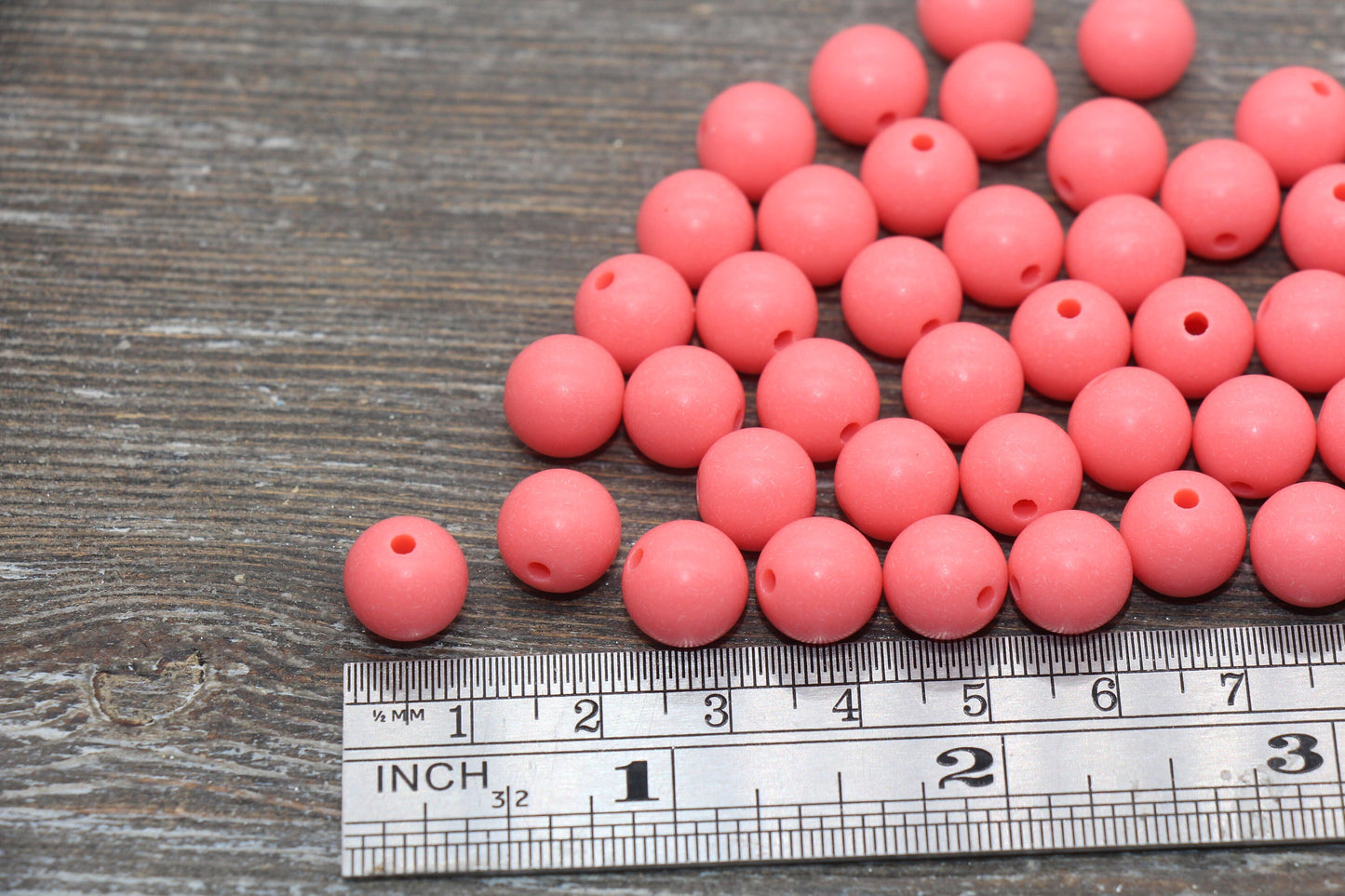 10mm Matte Watermelon Pink Round Beads, Frosted Pink Acrylic Round Gumball Beads, Bubblegum Beads, Chunky Beads, Plastic Round Bead, #2599