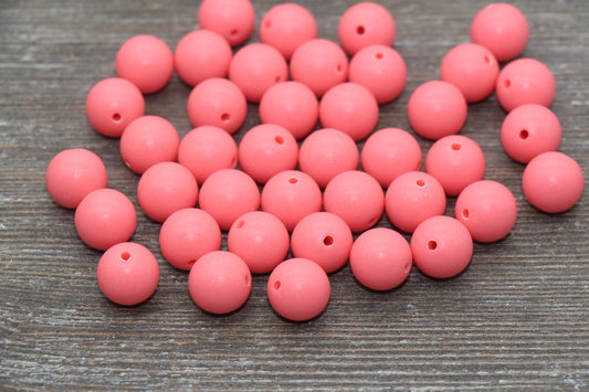12mm Matte Watermelon Pink Round Beads, Frosted Pink Acrylic Round Gumball Beads, Bubblegum Beads, Chunky Beads, Plastic Round Bead, #2602