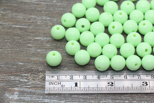12mm Mint Green Gumball Beads, Round Acrylic Loose Beads, Bubblegum Beads, Chunky Beads, Bubble Gum Beads, Smooth Plastic Round Beads #2611