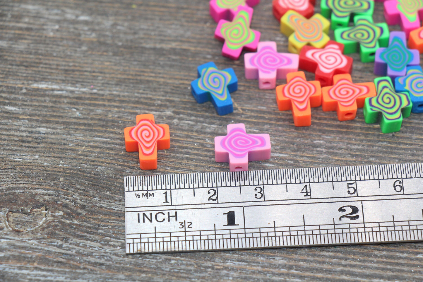 Multicolor Cross Polymer Clay Beads, Mix Cross ShapeClay Beads, Religious Beads, Jewelry Beads, Beads for Bracelet #169
