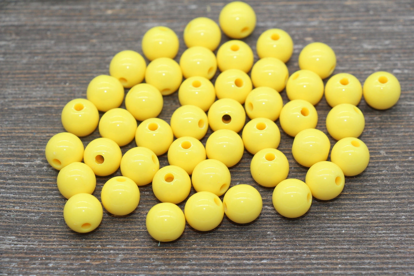 10mm Yellow Gumball Beads, Round Acrylic Loose Beads, Bubblegum Beads, Chunky Beads, Gumball Beads, Smooth Plastic Round Beads #324