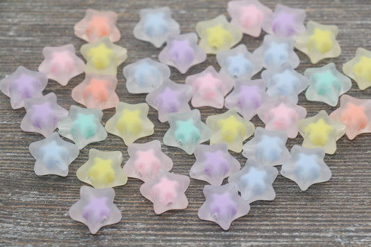 Frosted Star Beads, Matte Star Beads, Multicolor Star Beads, Chunky Star Beads, Bracelet Beads, #2632