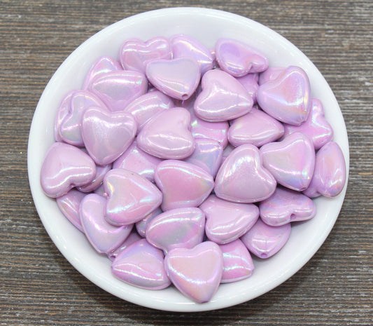 Iridescent Heart Beads, AB Purple Heart Beads, Heart Chunky Acrylic Beads, Large Heart Shape Beads, Bracelet Making Jewelry Finding #2637
