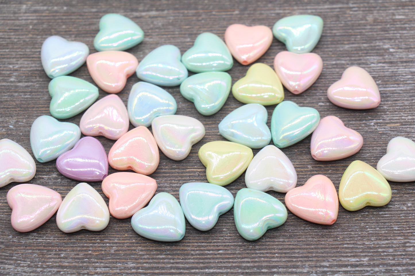 Iridescent Heart Beads, AB Mix Color Heart Beads, Heart Chunky Acrylic Beads, Large Heart Shape Beads, Bracelet Making Jewelry Finding #2639