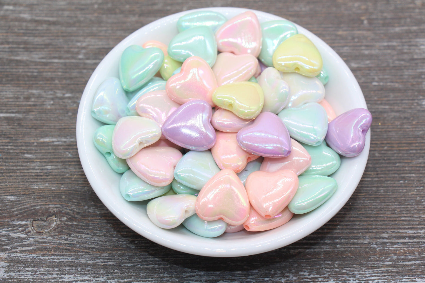 Iridescent Heart Beads, AB Mix Color Heart Beads, Heart Chunky Acrylic Beads, Large Heart Shape Beads, Bracelet Making Jewelry Finding #2639