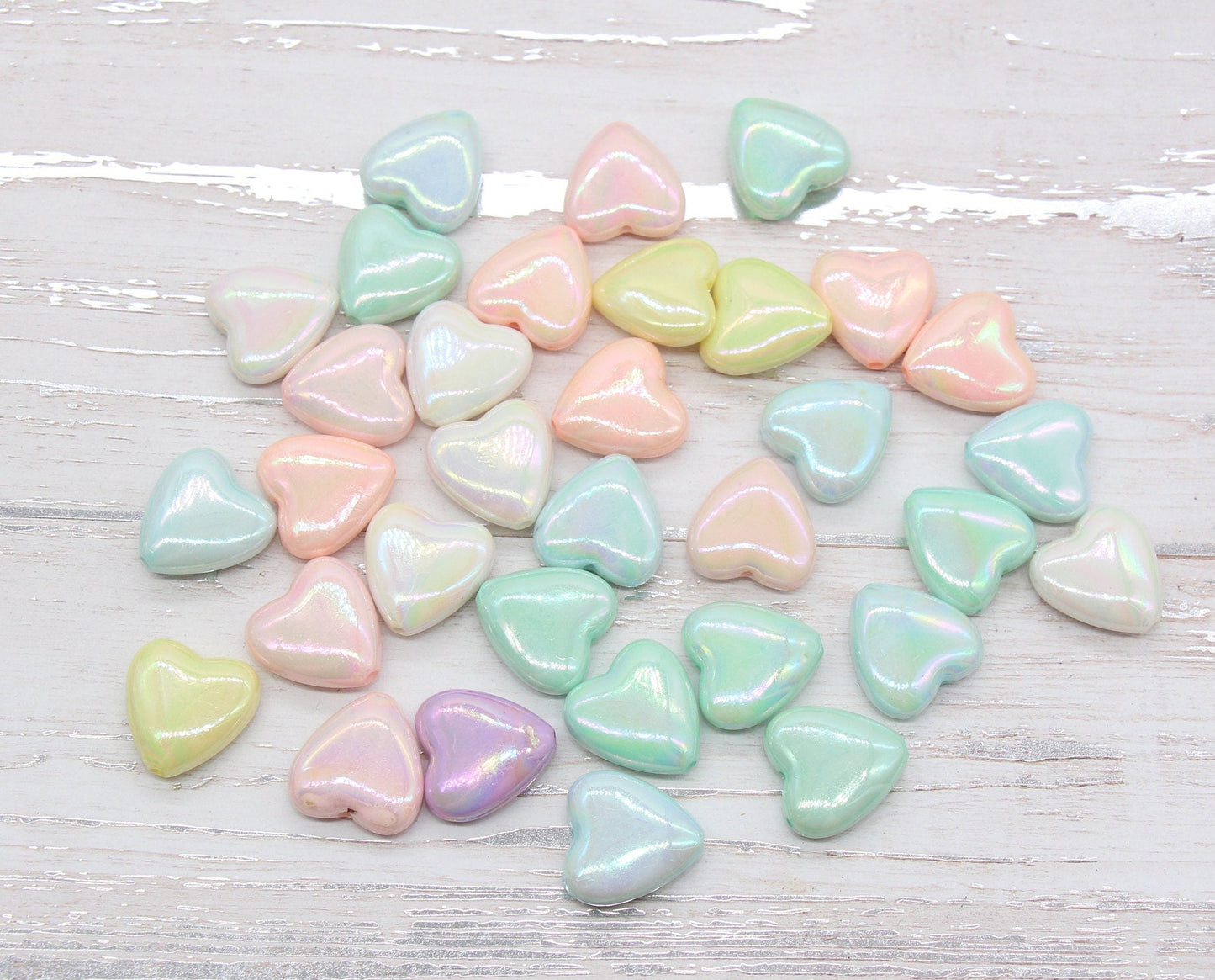 Iridescent Heart Beads, AB Mix Color Heart Beads, Heart Chunky Acrylic Beads, Large Heart Shape Beads, Bracelet Making Jewelry Finding #2639
