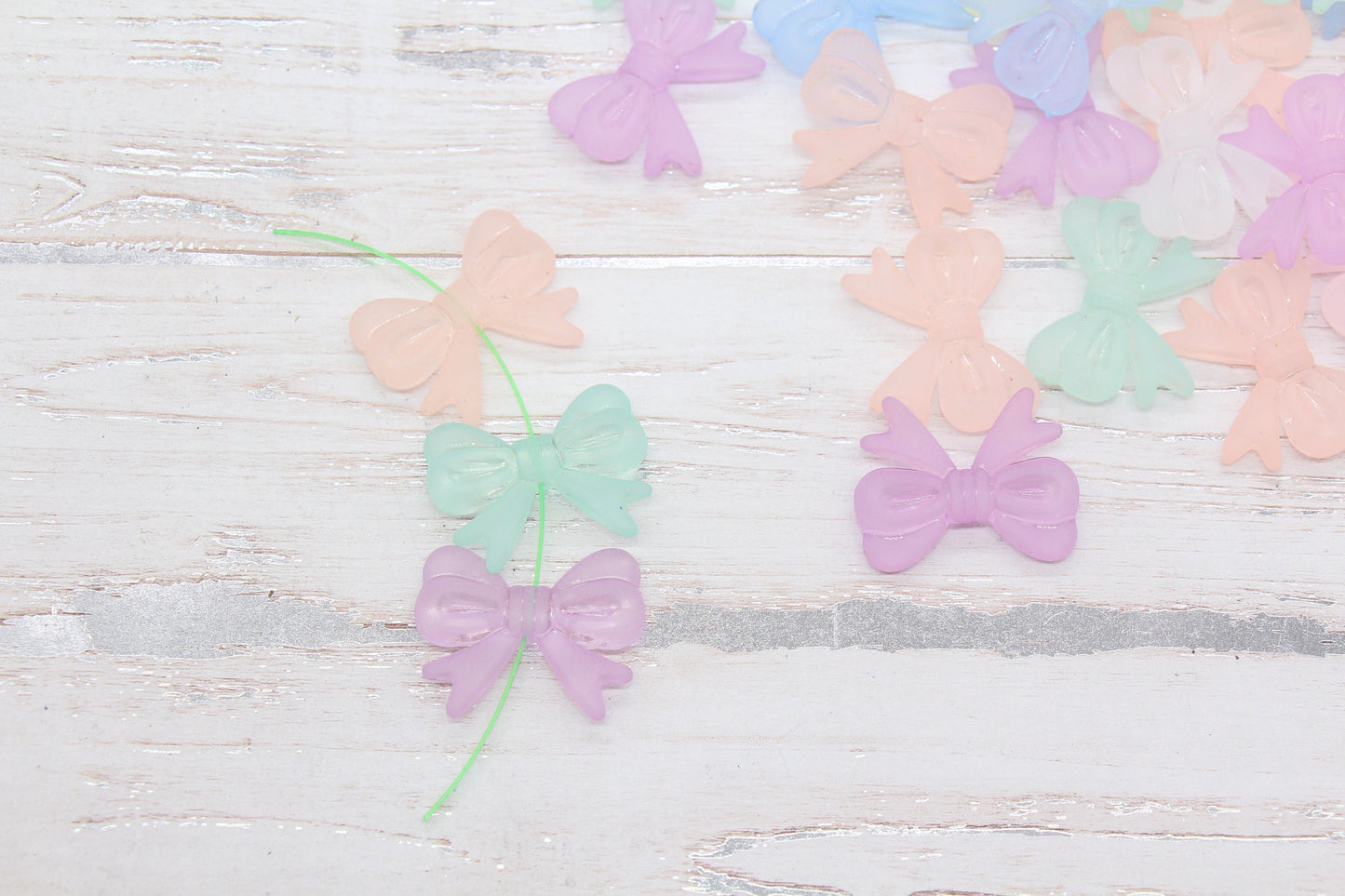 Frosted Bow Beads, Matte Mix Bow Beads, Large Bow Beads, Vertical Hole Bow Beads, Jewelry Beads #2641
