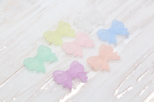 Frosted Bow Beads, Matte Mix Bow Beads, Large Bow Beads, Vertical Hole Bow Beads, Jewelry Beads #2641