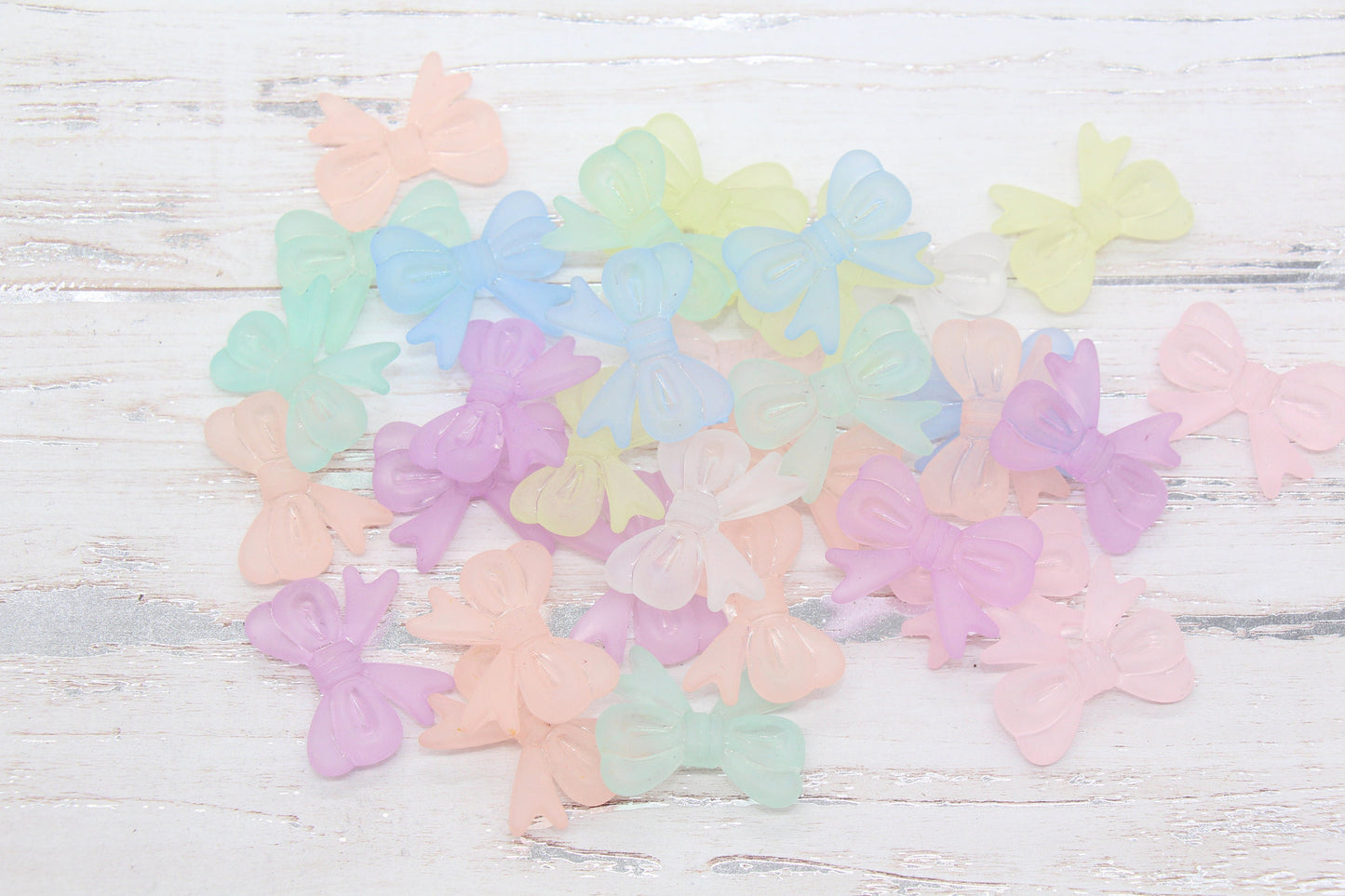 Frosted Bow Beads, Matte Mix Bow Beads, Large Bow Beads, Vertical Hole Bow Beads, Jewelry Beads #2641