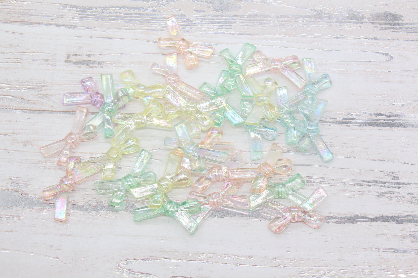 Iridescent Acrylic Bow Beads, AB Rainbow Translucent Bow Beads, Vertical Hole Bow Beads, Chunky Bubblegum Beads, Jewelry Beads #2642