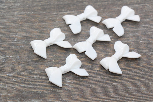 White Bow Beads, Acrylic Bow Beads, Vertical Hole Bow Beads, Chunky Bubblegum Beads, Jewelry Beads #2644