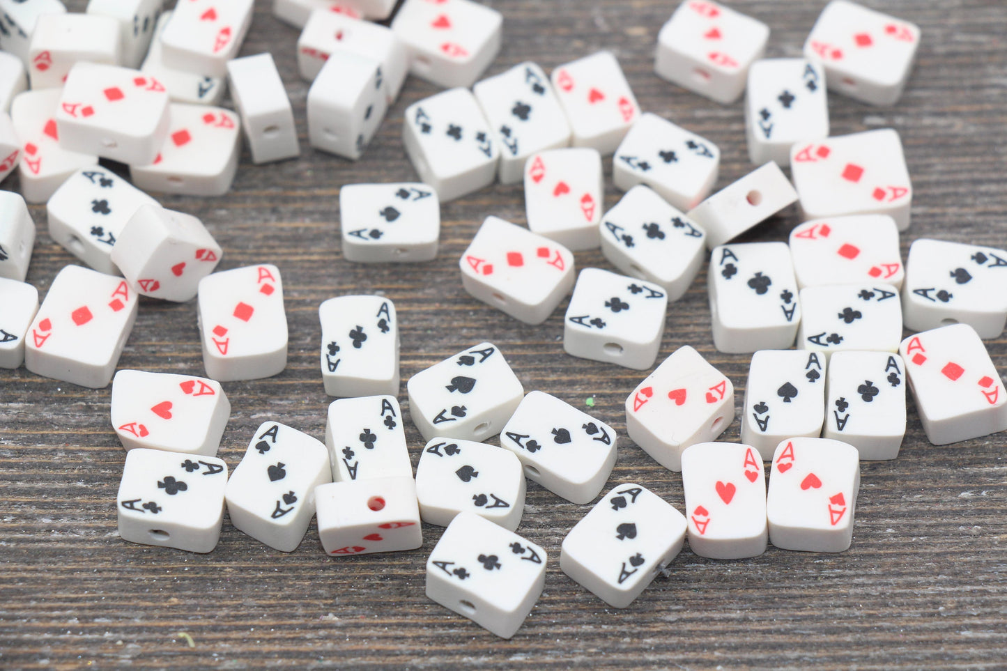 Ace Playing Card Polymer Clay Beads, Ace of Heart Clay Beads, Kawaii Poker Player Beads, Jewelry Beads #189