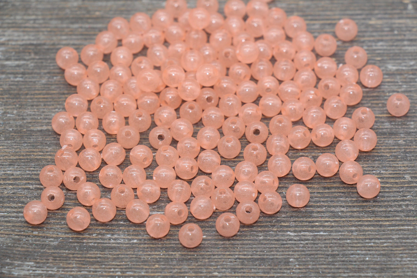 6mm Glow in Dark Peach Gumball Beads, Round Acrylic Loose Beads, Bubblegum Beads, Chunky Beads, Smooth Plastic Round Beads #251