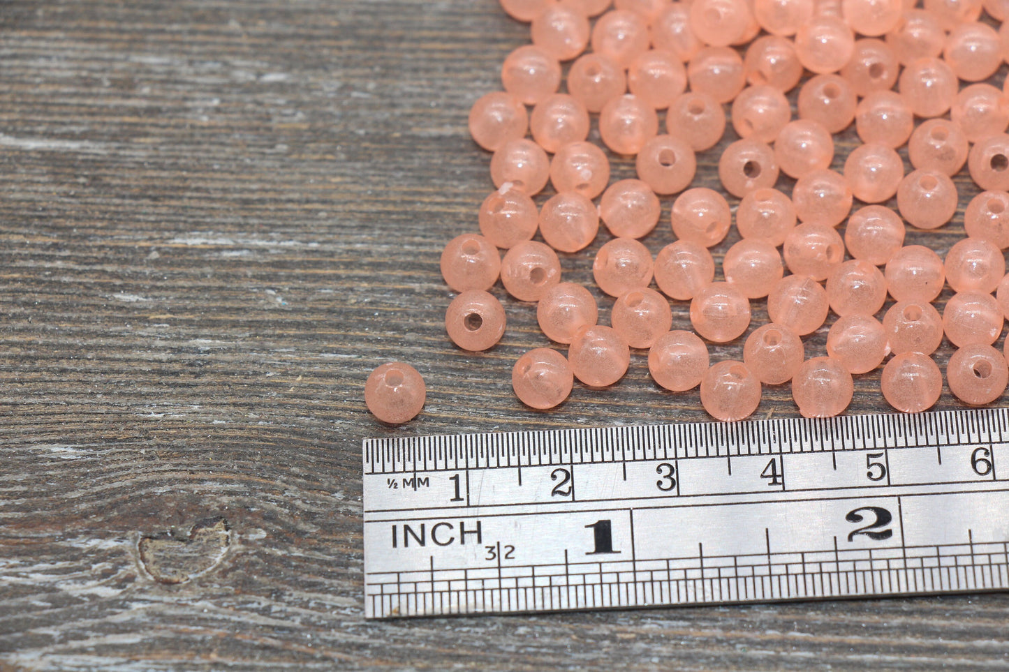 6mm Glow in Dark Peach Gumball Beads, Round Acrylic Loose Beads, Bubblegum Beads, Chunky Beads, Smooth Plastic Round Beads #251