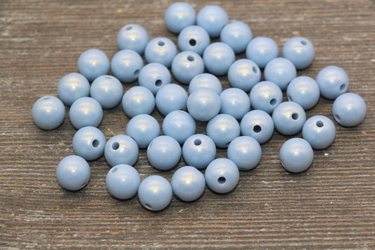 10mm Blue Shimmer Gumball Beads, Round Acrylic Loose Beads, Bubblegum Beads, Chunky Beads, Gumball Beads, Smooth Plastic Beads #1584