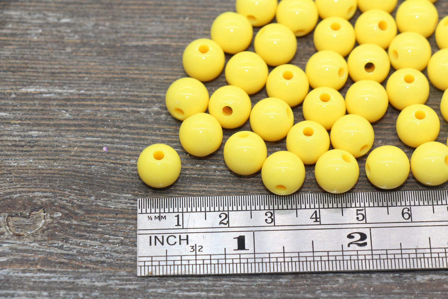10mm Yellow Gumball Beads, Round Acrylic Loose Beads, Bubblegum Beads, Chunky Beads, Gumball Beads, Smooth Plastic Round Beads #324