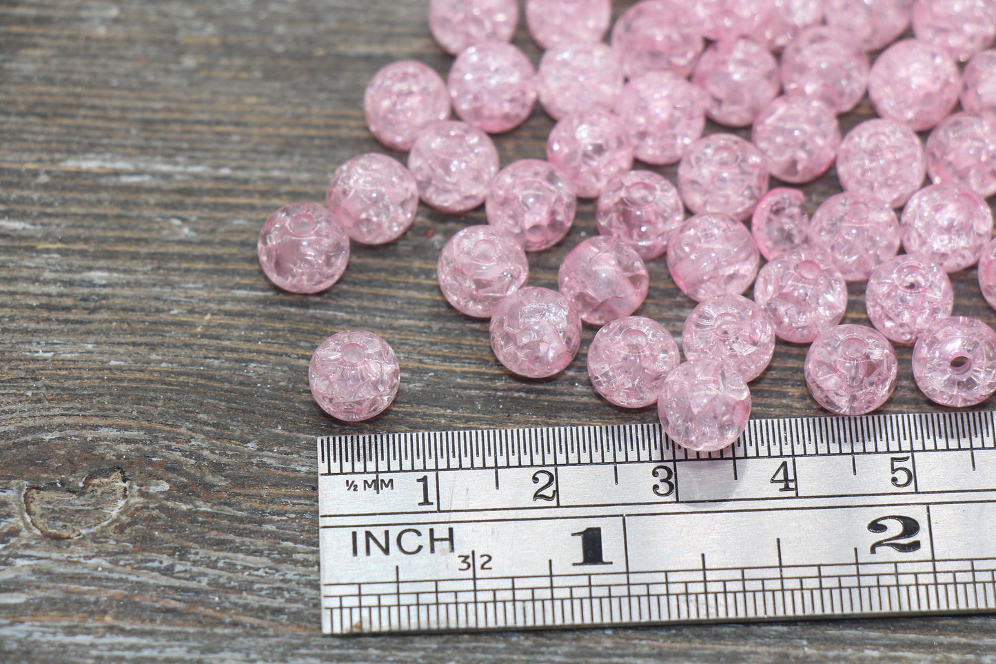 8mm Pink Crackle Gumball Beads, Acrylic Crackle Loose Beads, Bubblegum Beads, Chunky Beads, Smooth Round Plastic Beads #1532