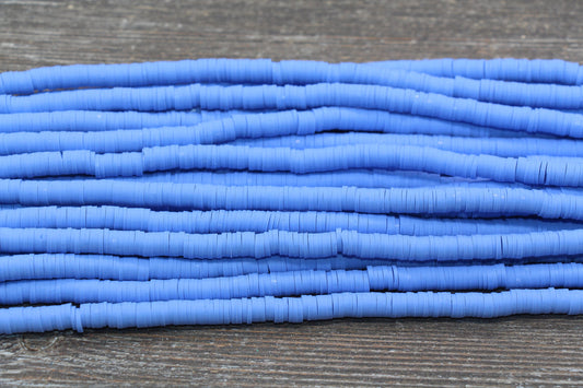 6mm Azure Blue Heishi Beads, Polymer Clay Disc Beads, African Disc Beads, Vinyl Heishi, 16 inch Strand #9