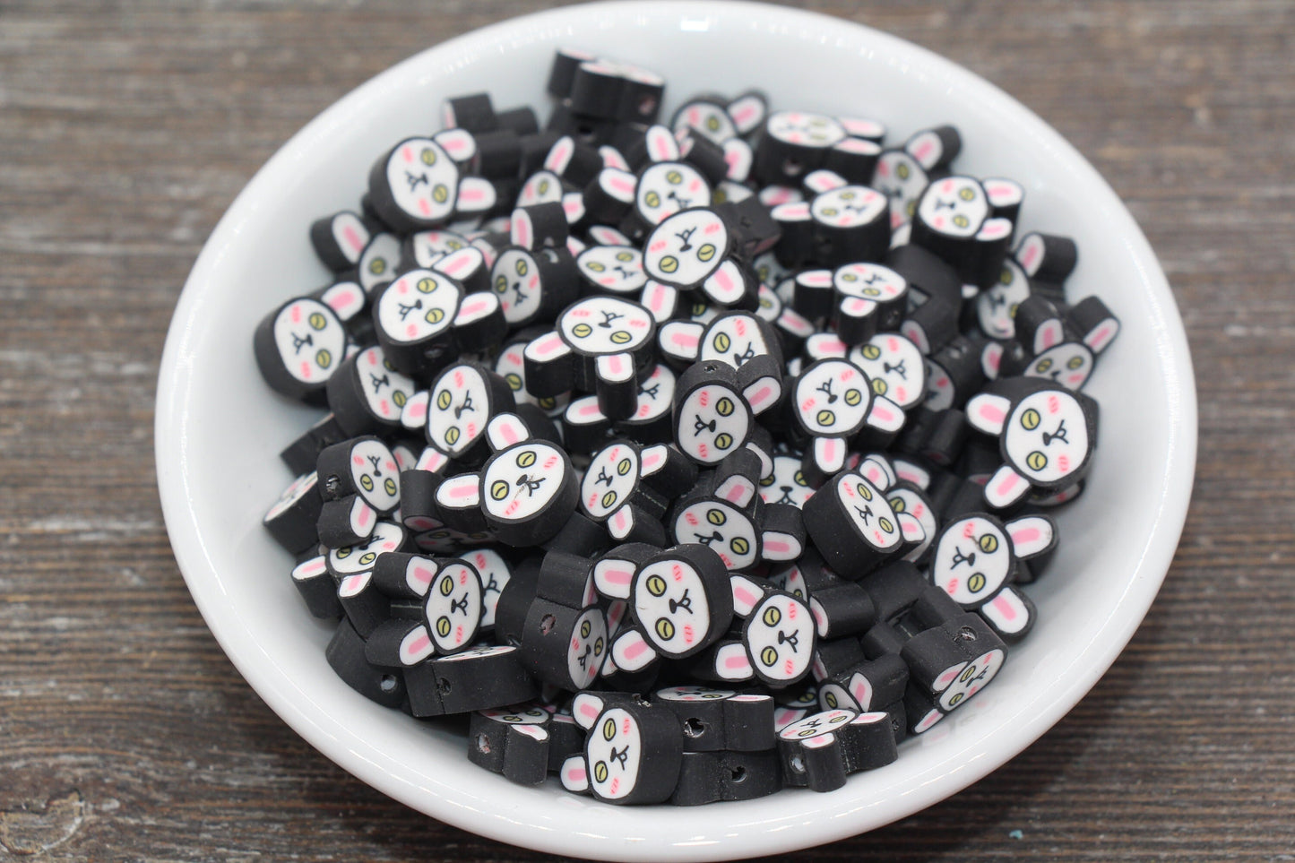 Kawaii Bunny Polymer Clay Beads, Cute Bunny Clay Beads, Bunny Clay Loose Beads, Jewelry Beading Supplies, Clay Beads #200