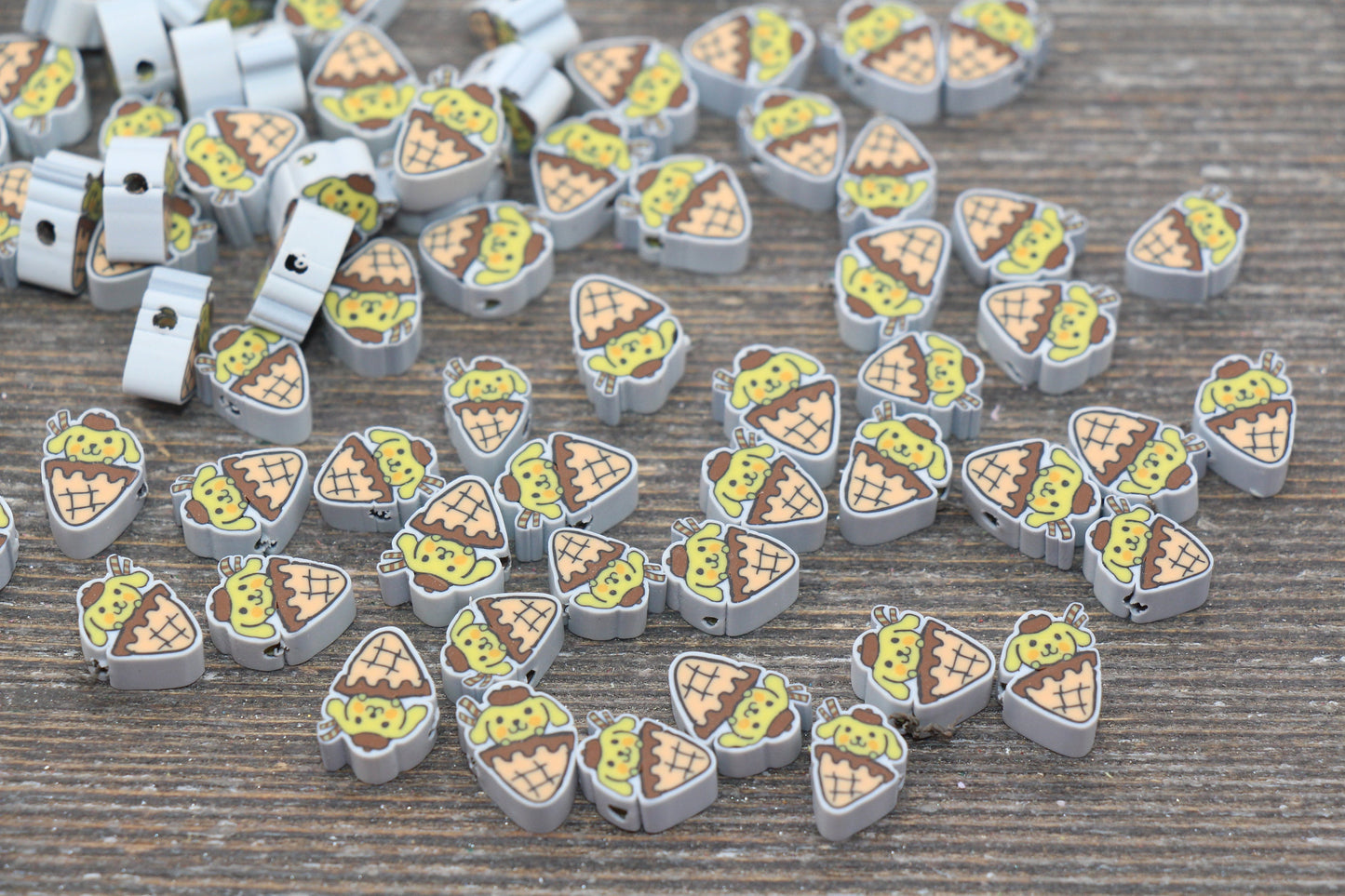 Kawaii Ice Cream Cone Clay Beads, Sweet Food Polymer Clay Beads, Fimo Cane Beads, Jewelry Beads, Beads for Bracelet #203