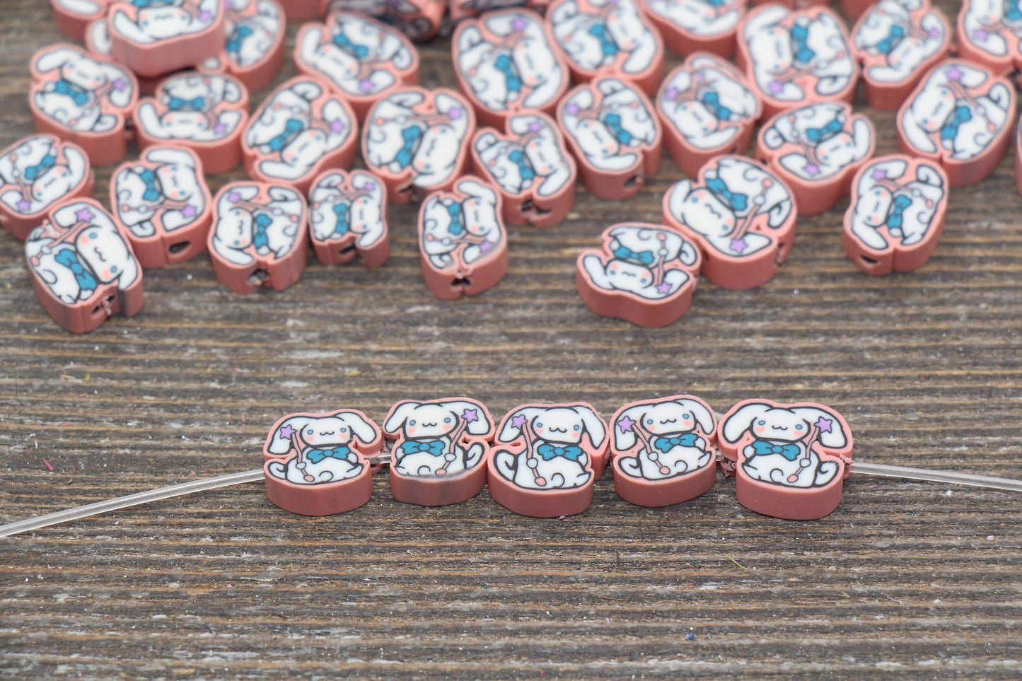 Kawaii Bunny Polymer Clay Beads, Cute Bunny Clay Beads, Bunny Clay Loose Beads, Jewelry Beading Supplies, Clay Beads #204