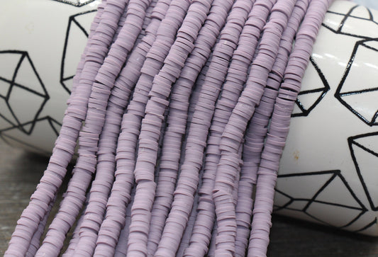 6mm Dusty Lilac Heishi Beads, Polymer Clay Disc Beads, African Disc Beads, Vinyl Heishi, 16 inch Strand #286