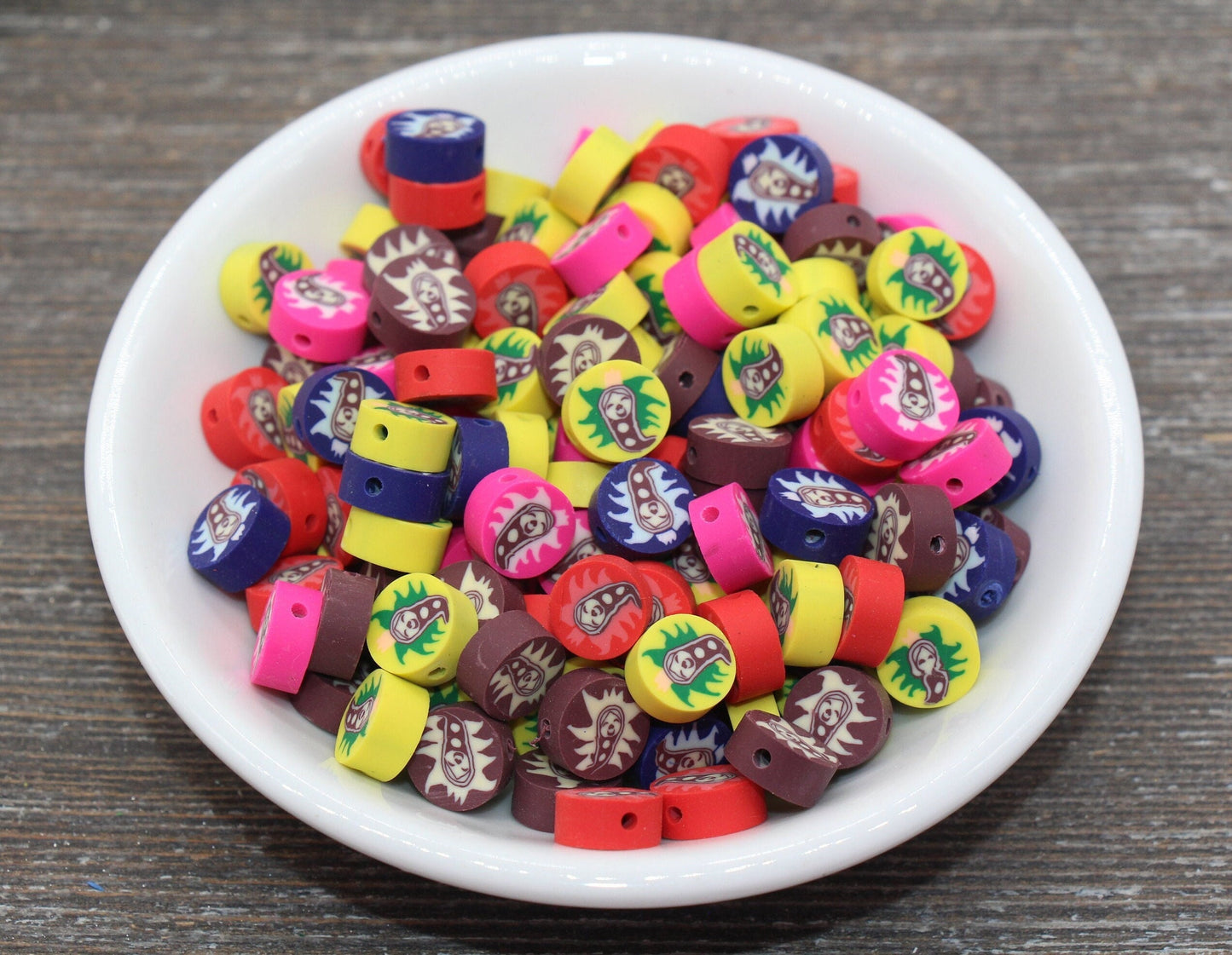 Polymer Clay Beads, Fimo Cane Beads, Assorted Emoji Beads, Facial Expression Beads #211