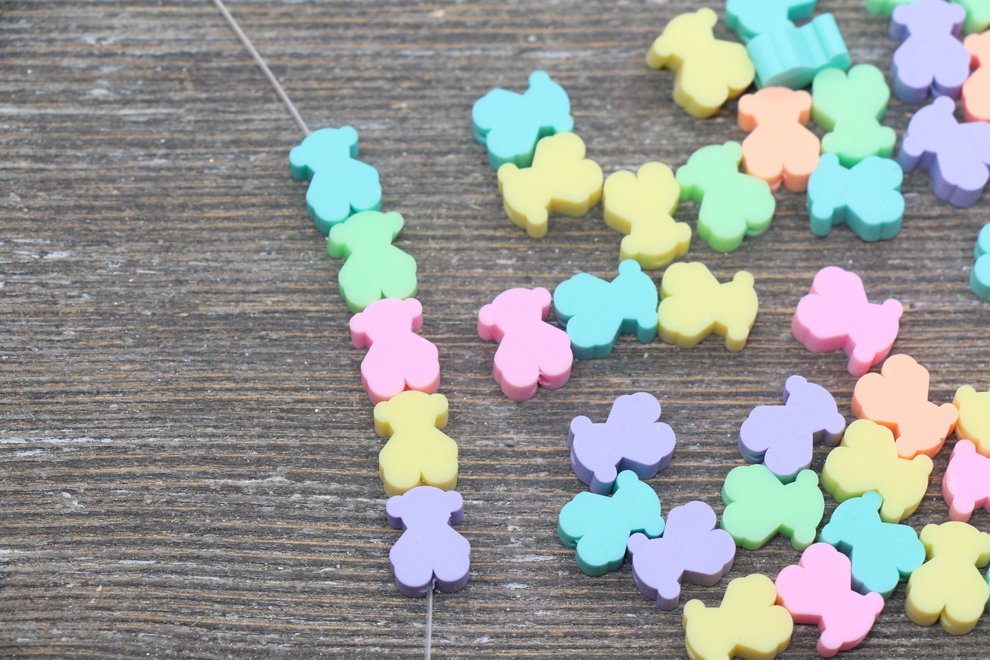 Multicolor Teddy Bear Polymer Clay Beads, Kawaii Bear Clay Beads, Assort Color Clay Beads, Jewelry Beads #219